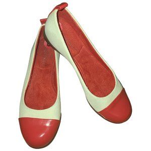 Aerosoles Becloud Women 6M  White Canvas | Red Cap Toe Ballerina Flat Shoe SB1